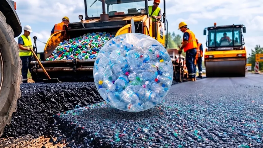 Sırbistan'da 6.000'den fazla plastik sütun şişesinden yapılmış bir yol inşa edildi.
