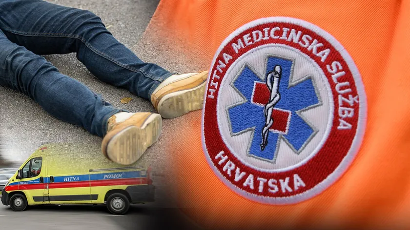 Sırbistan'da bir kadın ambulans kapısında çöktü.