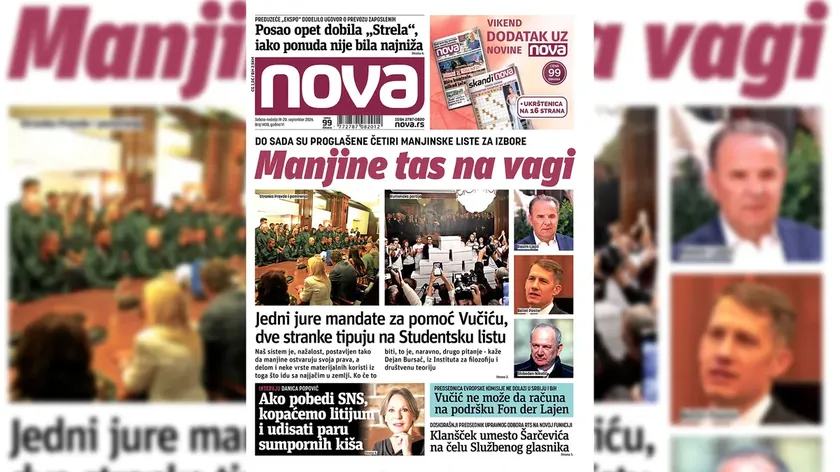 Sırbistan'da çıkan "Nova" gazetesinin hafta sonu sayısı için okuyuculara sunulan haberler.
