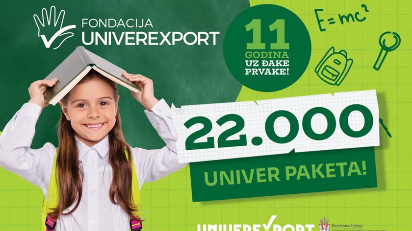 Univerexport, Sırbistan genelinde 22.000'den fazla öğrenciye hediye paketi veriyor.