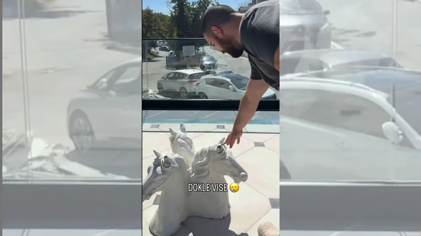 Sırp milyarderin evinde beton heykeli kırıldı