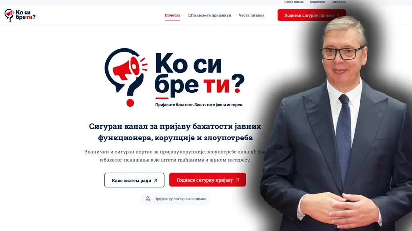 Sırbistan Cumhurbaşkanı Aleksandar Vučić'in kurduğu korrupsiyon bildirim sitesine karşı protesto eden öğrenciler Sırbistan hükümetini eleştirdi.