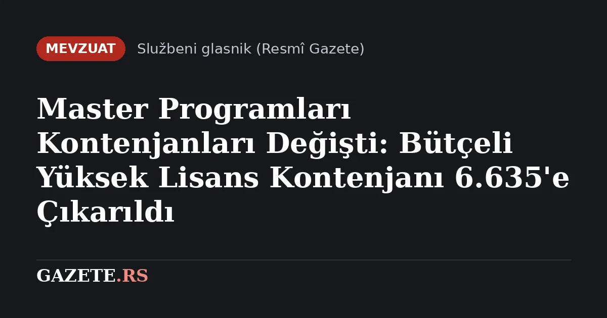 Master Programları Kontenjanları Değişti: Bütçeli Yüksek Lisans Kontenjanı 6.635'e Çıkarıldı