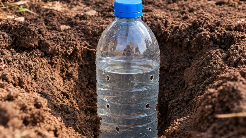 Bahçenizde delikli plastik şişe yöntemiyle daha seyrek sulama yapabilirsiniz
