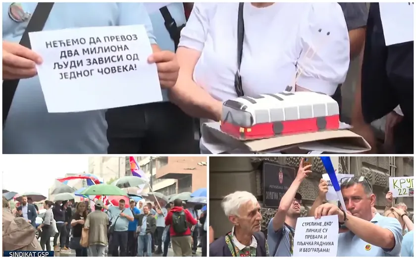 Sırbistan'da GSP Çalışanları Hükümet Binası Önünde Protesto Düzenledi, Taleplerini İletti