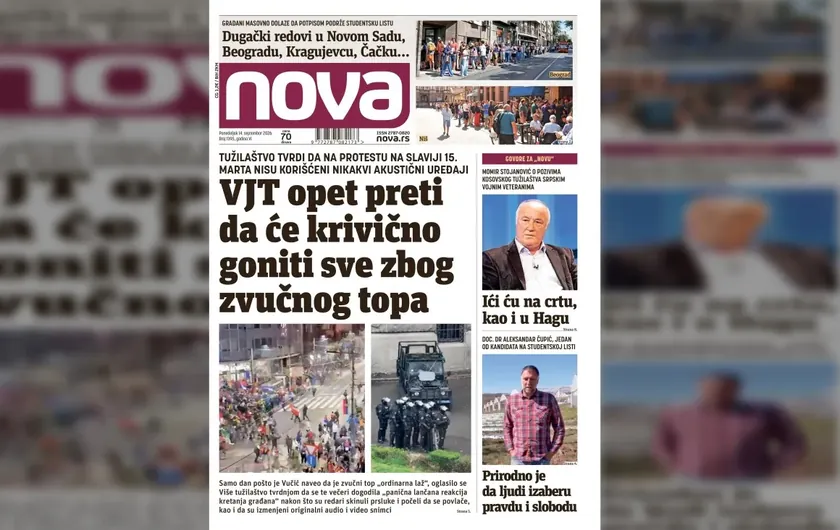 Sırbistan'da yayınlanan "Nova" gazetesi, VJT'nin tekrar haksız yere suçlama tehdidiyle karşı karşıya olduğunu yazıyor.