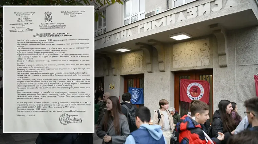 Sırbistan'daki lise mezuniyetinde güvenlik önlemleri ve polis varlığı dikkat çekiyor
