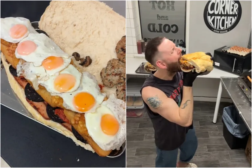 Restoran, Britanya'da 8.500 kaloriye sahip dev kahvaltı sandviçi hazırladı