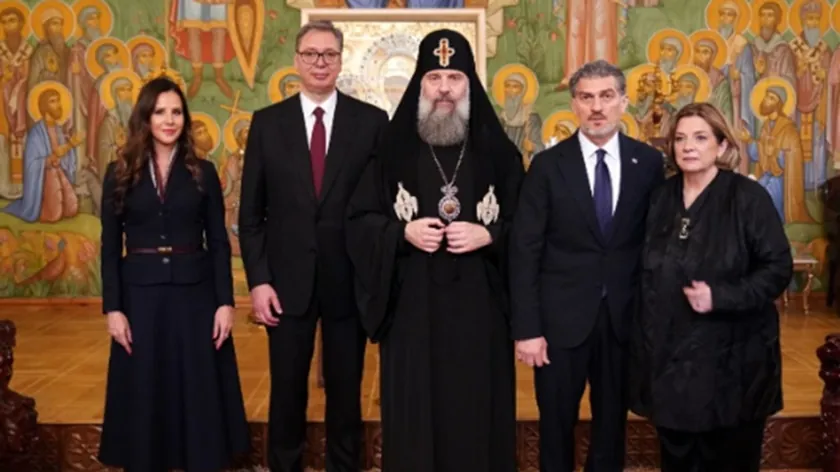 Sırbistan Cumhurbaşkanı Vučić ve eşi Tamara Gürcistan'da Patrik III. Şio ile bir araya geldi
