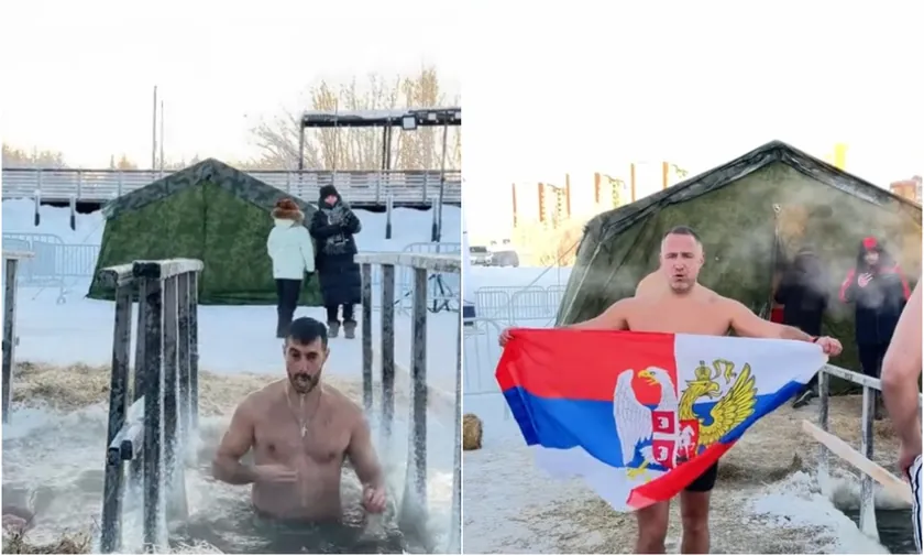 Sırbistan'dan Rusya'da Bogojavljenje İçin -30°C'de Yüzme