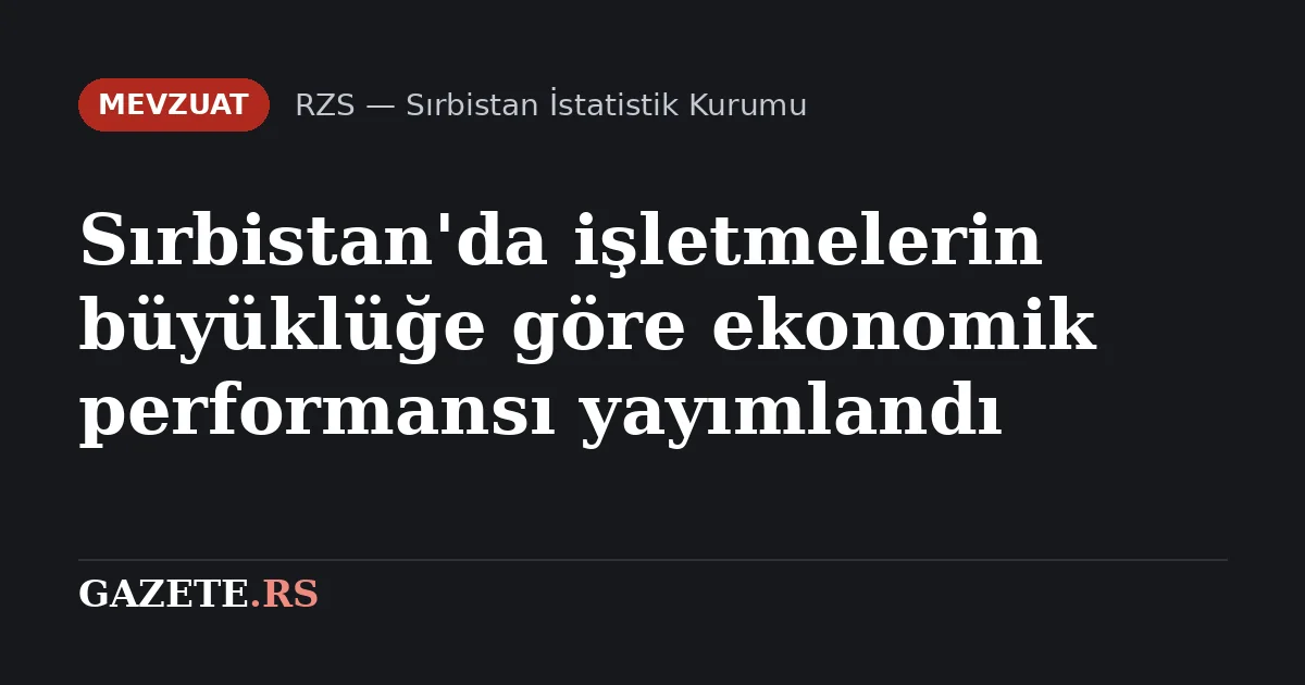 Sırbistan'da işletmelerin büyüklüğe göre ekonomik performansı yayımlandı