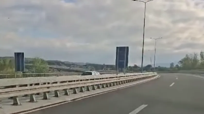 Sırbistan'ın Miloš Veliki Otoyolu'nda bir araç ters yönde seyrediyor.