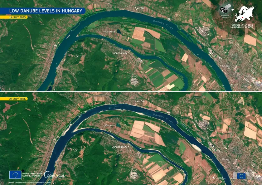 MaÄarska aşırı hava koşulları nedeniyle olağanüstü hal ilan etti Dunav nehri kurudu, görüntüler ürkütücü