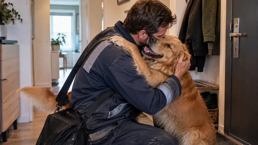 Evrensel olarak köpek sahipleri için yaygın bir alışkanlık evlerine döndüklerinde sevimli dostlarını selamlamaktır.