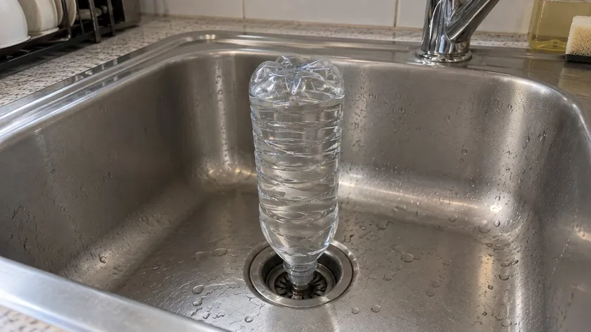 Sırpistan'da bir tesisatçı, lavabo tıkanıklığı için plastik şişe kullanarak çözüm önerdi.