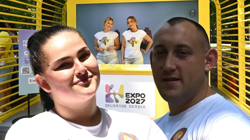EXPO 2027 Beograd'ın tanıtımı için Vrnjačka Banja'ya gelen "Paviljon igre" karavanı sporcularla buluştu.