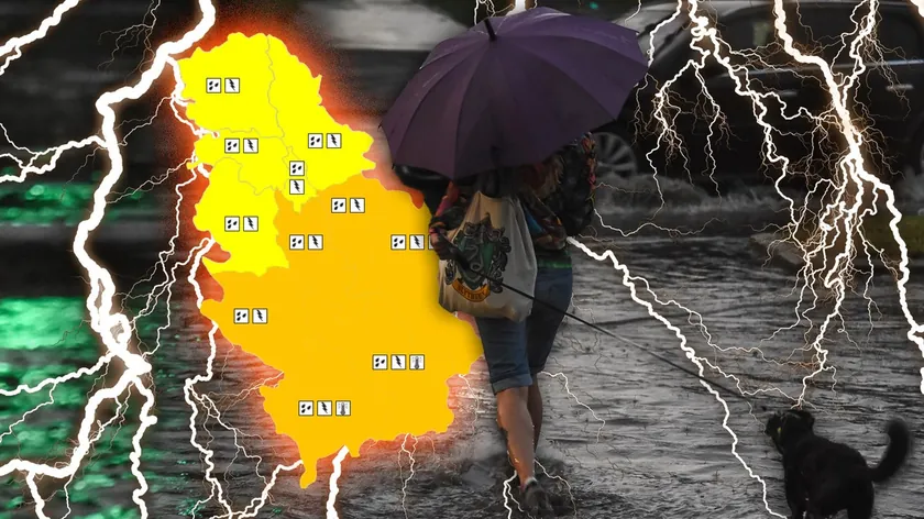 Sırbistan Čačak bölgesinde şiddetli fırtına ve yıldırım düşmesi hasara neden oldu