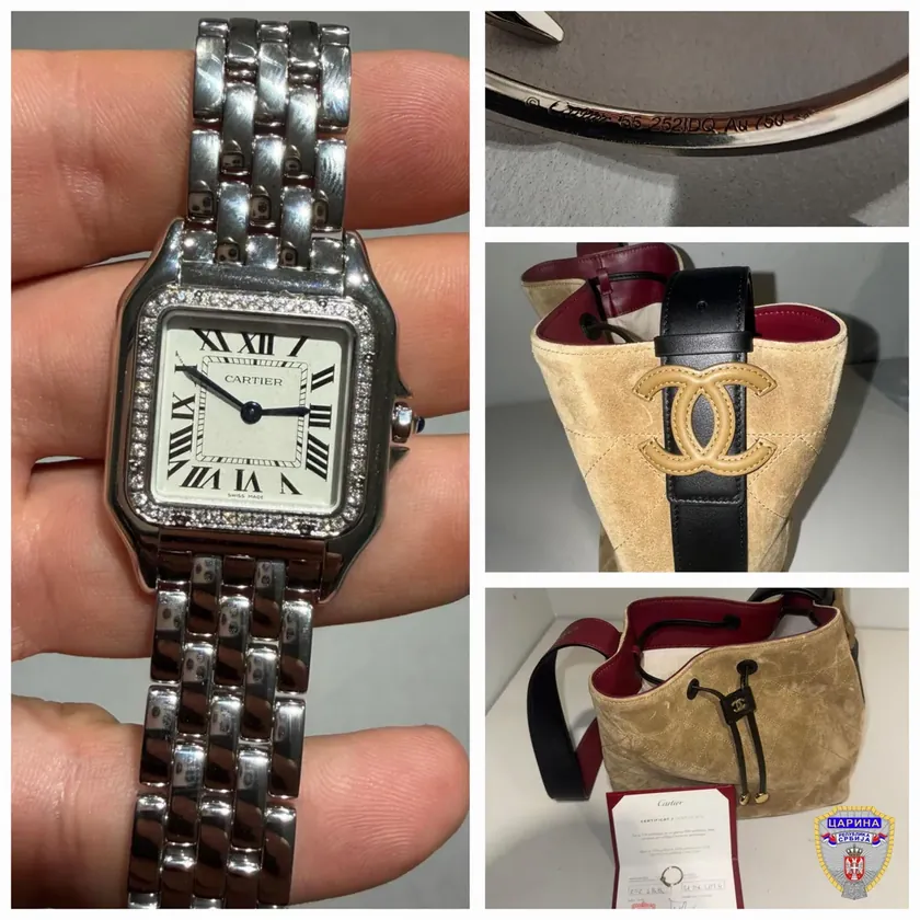 Gümrük yetkilileri tarafından iki kadın yolcuya ait bulunan "Cartier" ve "Chanel" marka eşyalar 18.000 euro değerinde bulundu.