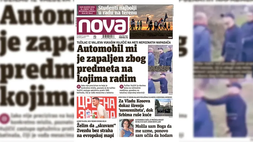 Sırp tuÅ¾ilac VukaÅ¡in VujiÄiÄ'in arabanın yakıldığını söyledi.