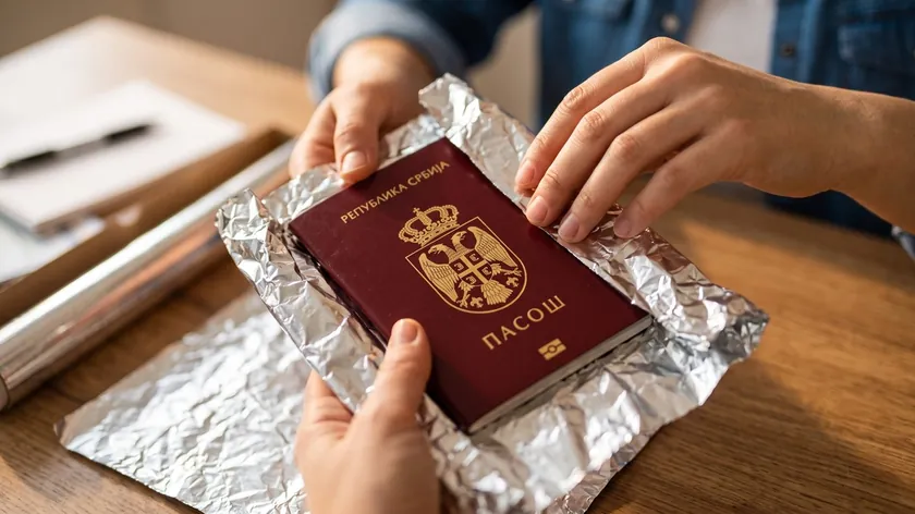 Sırbistan'da gidip gelen turistlerin pasaportlarını alüminyum folyoya sarması yeni bir trend haline geldi.