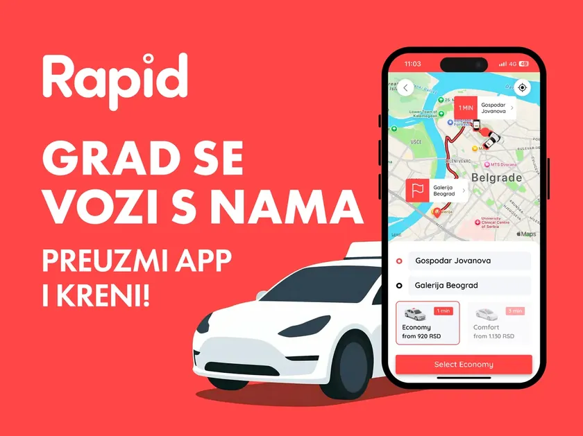 Sırbistan'ın Belgrad şehrinde yeni taksi uygulaması Rapid kullanıcılarla buluştu