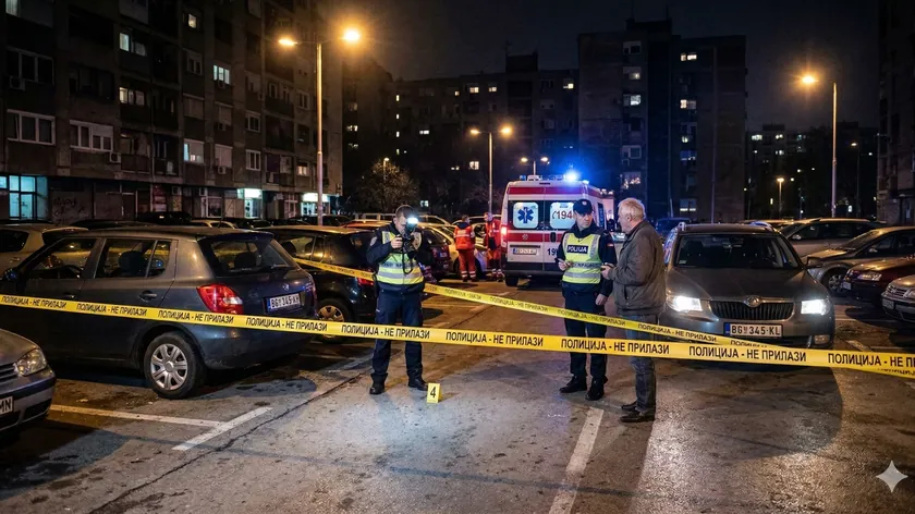 Sırbistan Obrenovac'ta Bir Araca Molotof Kokteyli Atıldı ve Yandı