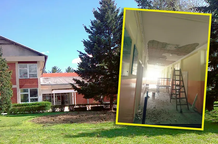 Sırbistan Žitorađa yakınlarındaki okulda tavandan sıva düştü veliler endişeli