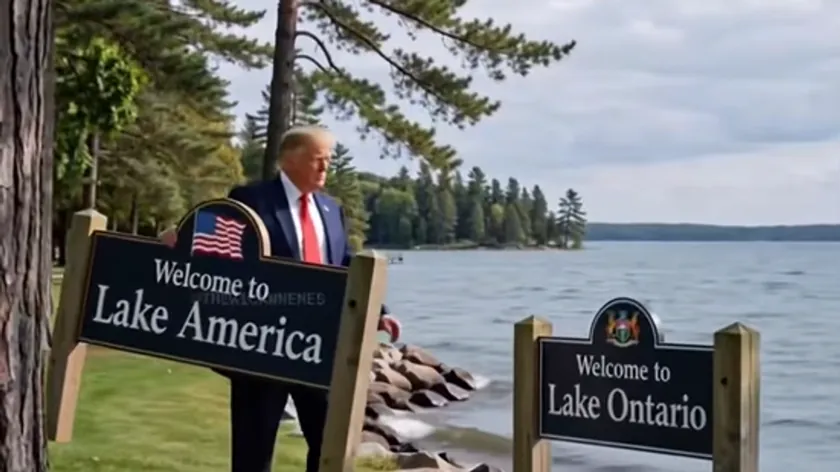 Kanada'da "Jezero Ontario. Sada vekal" yazısı yerleştirildi.