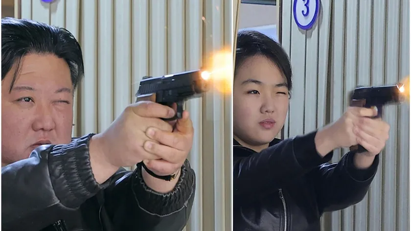 Kuzey Kore lideri Kim Jong Un kızıyla mühimmat fabrikasında silah test etti