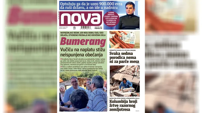 "Nova" gazetesi Vučić'e karşı tüm yerine gelmemiş sözleri