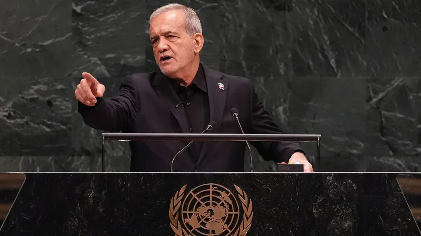 İran Cumhurbaşkanı Masud Pezeškijan Birleşmiş Milletler Genel Kurulunda konuştu.